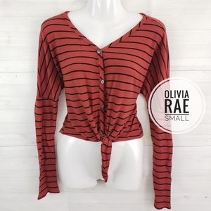 Small Olivia Rae Striped Longsleeve Crop Top